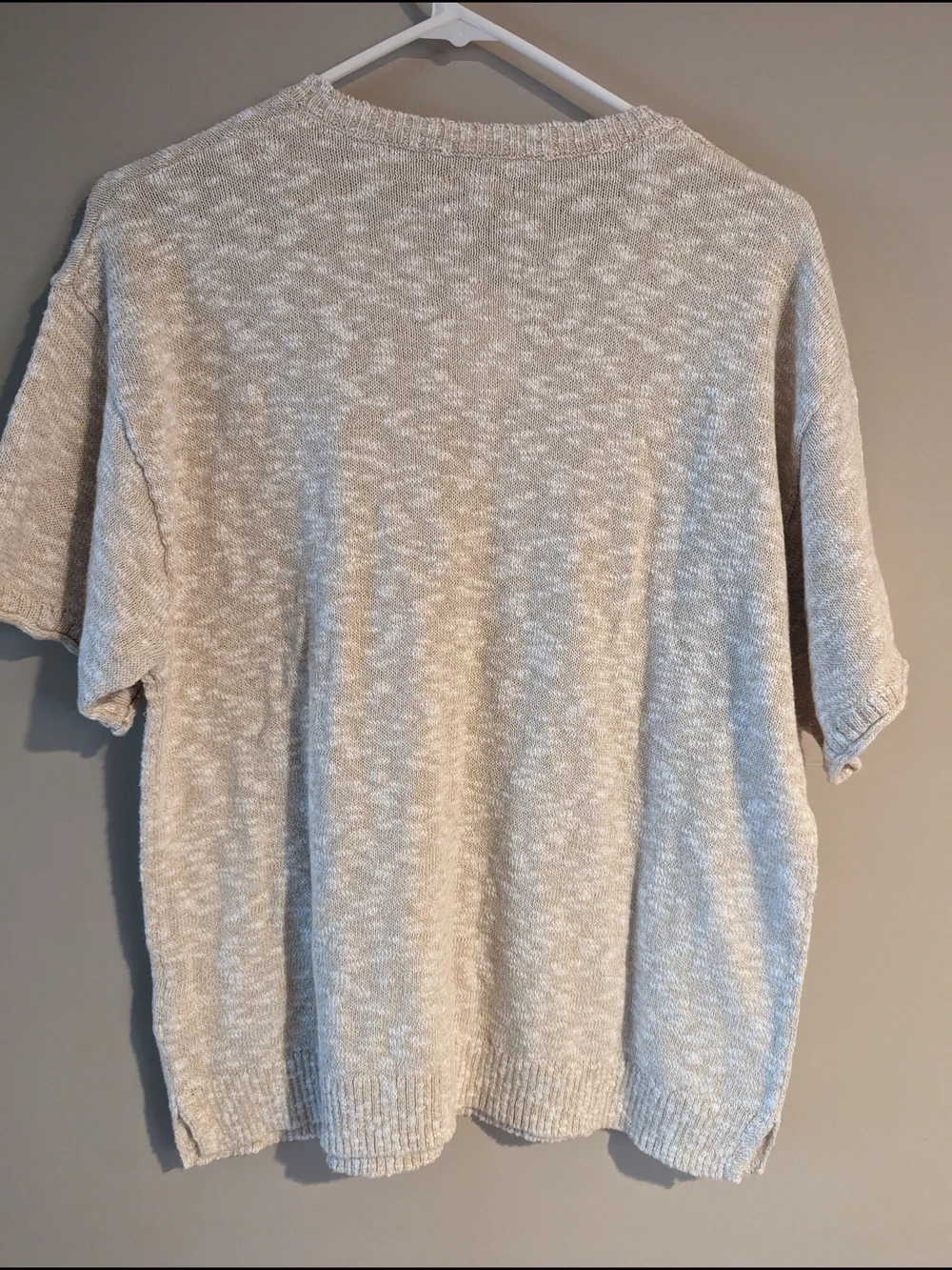 NWT- J. Crew Women's Marled Cream Short-Sleeve Sweater